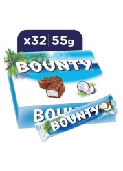 Bounty Milk Chocolate Bars 55g x Pack of 32