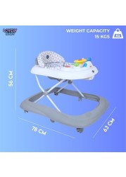 Lovely Baby Foldable Kids Walker LB 256 with Adjustable Height, Musical Toys, Rotating Wheels, Comfortable &amp; Safe Activity Walker for Toddlers, Small Infant Boy Girl 6-18 months - Grey