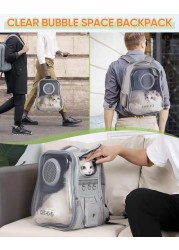 Vsell24 Cat Backpack Carrier Transparent Space Capsule Backpack For Traveling, Camping And Hiking For Cats Kittens And Puppies 40X33.5X24Cm