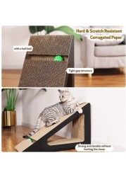 Vsell24 Vertical Triangle Cat Scratch Board Incline Scratching Mat Posts Pad With Multiple Scratching Angles Recyclable Corrugated Cardboard With Toy Balls Catnip 38X24X26Cm