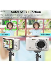 COOPIC C600 White HD Digital Camera with 16GB SD Card, 58MP, 4K Video, Ideal for Travel, Vlogging, and Creative Photography