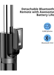 ATUMTEK 40&quot; Selfie Stick Tripod, Extendable Bluetooth Selfie Stick with Wireless Remote, 360-degree Rotation, Compatible with GoPro, iPhone and Android Smartphones, Mini Tripod, Table Tripod Black