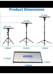 Radiotronics Projector Stand,Laptop Tripod Stand Adjustable Height up to 47.2 Inch with Gooseneck Phone Holder, Portable for Outdoor Movies-Detachable Computer DJ Racks Holder Mount