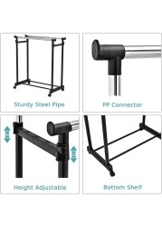 Fitto Clothes Drying Foldable Stand - Adjustable &amp; Space-Saving, Black, Portable Laundry Rack for Indoor &amp; Outdoor Use