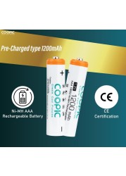COOPIC Create Cool Pictures Rechargeable AAA Batteries, 1200mAh High Capacity Batteries 1.2V HR03 NiMH Low Self Discharge (4pcs)…