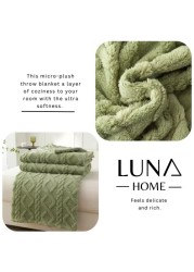 Luna Home Throw Blanket Super Soft, Green Color, Woven Style