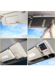 Car Tissue Holder Organizer with Accessories Glasses Holder Card Registration Holder Hanging Sun Visor (Beige)
