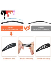 40Pcs Silicone Coated Hair Barrettes for Women NonSlip Metal Hair Clip Barrettes Drop Oil Protection Snap Hair Clips for Kids Teens GirlsBlack