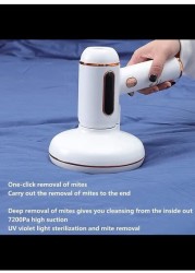 Radiotronics Wireless UV Mite Vacuum Cleaner 7500Pa Suction Dust Mite with UV LAMP Can Eliminate 99.99% of Bacteria And Dust Mites For Mattresses,Pillows,Sofas,Green (White)