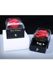 Generic Eternal Rose Gift Box, Handmade Fresh Preserved Rose Gift For Her On Birthday,Christmas,Mother&#39;s Day,Valentine&#39;s Day (Red) (Necklace Not Included)