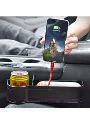 Yeasha,2 Pack Car Seat Gap Organizer Storage Box Cup Holder Car Console Side Pockets Pu Leather Cellphones Key Cards Sunglasses Small Items Car Interior Accessories