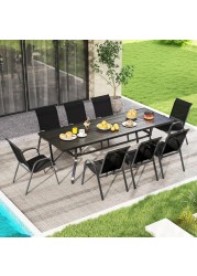 VITAL Patio Chairs, Stackable Patio Chairs Set with Armrests and Breathable Seat Fabric, Outdoor Dining Chairs Set for Patio, Pool Side, Backyard steel frame with powder coating, stackable