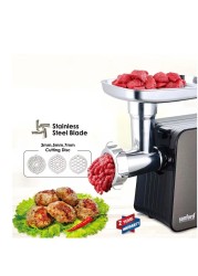 Radiotronics Electric Meat Mincer Grinder, Sausage Maker, Food Slicer 6-in-1 Powerful Electric Meat Mincer Machine, 3 Different Cutting Plates/Vegetable Slicer/Grater Attachments for Home Use