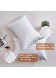 Comfy Set of 2 Hotel Quality Stripe Pillow - White