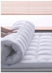 COMFY 180 X 200 X 7CM HYPOALLERGENIC COTTON MATTRESS TOPPER WITH FIBER FILLING
