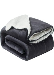 Fabienne Sherpa Blanket Single Size Dark Grey 160x220cm Twin Plush Throw Blanket Reversible Flannel Fleece Lamb Blanket Warm and Plush Travel Blanket