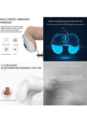 Generic 99 Travel Pillows For Sleeping Airplane, Portable Electric Neck Massager Soft Comfortable Breathable U-Shaped Memory Foam Massage Neck Pillow For Car Home And Office