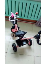 3-in-1 Toddler Tricycle with Push Handle, Safety Bar, and Storage &ndash; Lightweight, Convertible, Pink