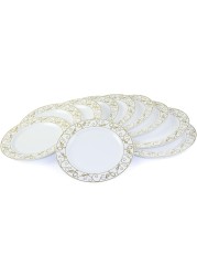 7.5&#39;&#39; White &amp; Gold Disposable Plastic Plates &ndash; 24g, Sturdy &amp; Elegant &ndash; Pack of 120 plates