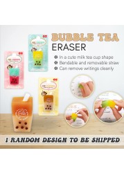 Primo Lines Kawaii Pencil Case and Complete 61 PCS Pink Stationary Set with Pop Up Cute Boba Case 8 Pens 50 Bubble Tea Stickers Multi Color Pen For School Supplies
