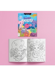 Hinkler Axolotls &amp; Friends Creative Colouring Kit includes 2x24-page Colouring Book, 30+ Holographic Stickers, 30+ Standard Stickers,