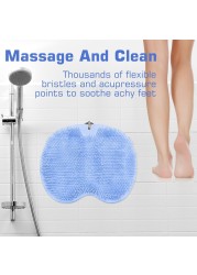 Pack of 2 Shower Foot Scrubber Mat Back Washer Back Exfoliating Bath Wash Pad Wall Mounted Slip Suction Cups Foot Scrubber for Use in Shower Cups Foot Cleaner for Men and Women&quot; Blue