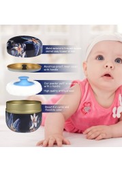WEMEGA Body Powder Case with Powder Puff Powder Container Tea Box for Baby and Women Powder Puff and Powder Case for Travel Midnight Flower