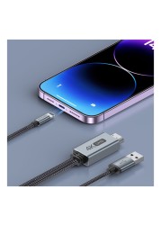 توتو لايف نيلو سيريز كابل Lightning إلى HDMI أسود ورمادي بطول 2 متر