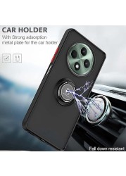Case for Oppo Reno12 F Case Cover Metal Ring Holder Grip Kickstand Car Magnetic Mount Shockproof Matte Hard Back Bumper Case for Oppo Reno 12F (Green)