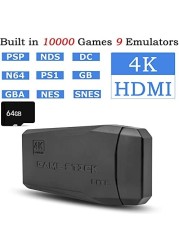 2.4G Wireless Controller Gamepad Console Stick Plug and Play Video Game Stick with 10000+ Games 9 Classic Emulators 4K High Definition HDMI Output for TV with Dual 2.4G Wireless Controllers