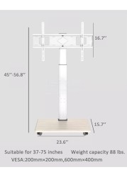 Radiotronics Movable Tv Stand For 37-75 Inch Lcd Led Flat Panel Curved Screen Tv Rolling Tv Stand Mobile Holds Up To 88 Lbs Portable Tv Stand Rolling Floor Tv Stand Max Vesa 600x400mm