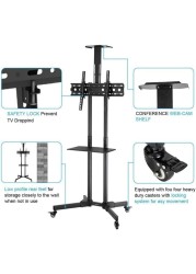 Homey Tech IBX-1500 Mobile/Rolling TV Cart &acirc;&euro;&ldquo; Tilt +15&Acirc;&deg; to -15&Acirc;&deg;, Lockable Wheels, Fits 32-65 Inch TVs (Max 50kg, VESA 600x400mm), Includes Camera Rack