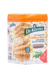 Dr. Korner Corn and Rice Thin Crispbreads with Quinoa Flax and Rosemary Superfood 100g