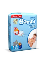 Sanita Bambi Baby Diapers Mega Pack Size 3, Medium, 6-11 KG, 92 Count