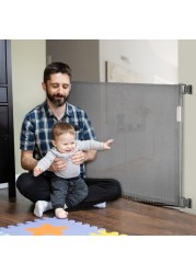 Baby Safe Retractable Mesh Gate - Grey