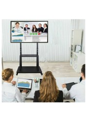 Mobile TV Cart TV Stand With Lockable Wheels for 32 to 75&quot; Inch Plasma LCD LED Flat or Curved Screen TVs up to 100lbs - Height Adjustable (32-70 inch)