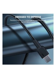 Aukey Circlet CC Nylon Braided USB-C To USB-C Data Sync And Charging Cable Black 1m 60W