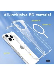 iPhone 16 Pro Clear MagSafe Case, Military-Grade Protection iPhone16 Pro Max Slim Shockproof Strong-Magnet Protective Phone Case, Anti Scratch &amp; Anti Fingerprint Without Lens Frame,Anti Yellowing