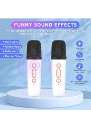 Portable Bluetooth PA Speaker System with 2 Wireless Microphones, 20W Singing Machine for Adults and Kids, Karaoke Speaker with Echo Effects