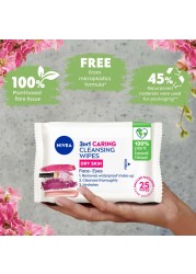 NIVEA Face Wipes Gentle Cleansing 3-in-1 Dry &amp; Sensitive Skin 25 Wipes