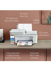 HP DeskJet Plus 4120 All-in-one Printer Wireless Print Copy Scan &amp; Send mobile Fax - white