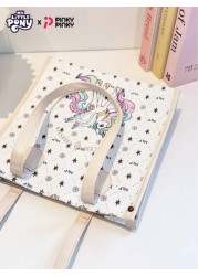 MY LITTLE PONY Cute Unicorn Tote Bag For Girls Large Capacity Shoulder Bag Lightweight And Fashionable Foldable And Multi Functional Bag For Commute Outing Party Christmas Halloween Birthday Gift For