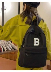One Piece 26 Alphabet DIY Back To School Fashion Large Capacity School Bag Cute Stylish Multifunctional Backpack Wallet Solid Color Durable Nylon School Backpack Adjustable Strap Multiple Pockets Book
