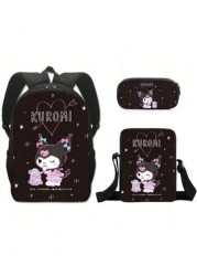 Sanrio 3D Fully Printed Cartoon 3 Piece Backpack Primary School Bag Children s Lunch Bag Pencil Bag Set Anime Kawaii Cartoon School Bag For Travel Storage Bag Makeup Bag Cosmetic Bag Vacation Organize