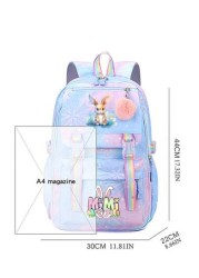 Cute Rabbit Print Lightweight Backpack With Adjustable Straps Multiple Pockets Organizer Compartments Fashionable School Bag For Rewards And Incentives Campus Backpack