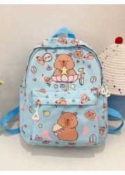 1pc Nylon Zipper Closure Fashionable And Cute Capibara Backpack Niche Design Adjustable Shoulder Straps Comfortable And Versatile Suitable For Daily Travel Backpacks And Highly Attractive Bags Suitabl