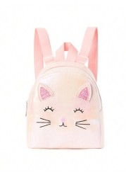 1pc Children Girl Mini Cute Cat Embroidered Backpack Classic Backpack Is Suitable For Little Girl Kindergarten Elementary School Students Daily Use Outdoor Travel Festival Gifts