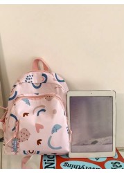 Cute Hundred School Shoulder Backpack Includes Pendant Flower Printed Backpack Kawaii Style Student Schoolbag Girls Travel Backpack Kids Backpacks