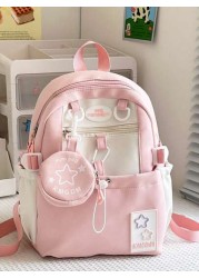 Japanese Cute Girl Hit Color Mini Shoulder Bag Female Korean Version Of The Dopamine Star Small Backpack Junior High School And High School School Bag Out Of The Travel Study Spring Tour Shoulder Bag