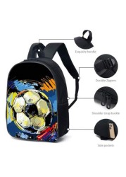 3pcs Set Soccer Themed 3D Printed Backpack Crossbody Bag Pencil Case 16 Inch Schoolbag Outdoor Travel Bag